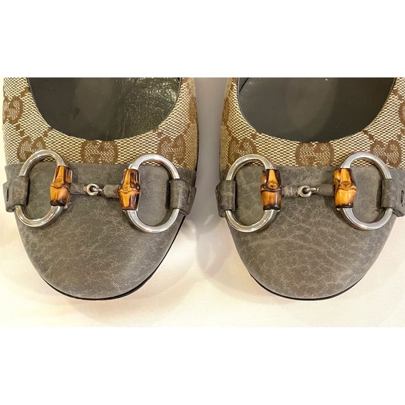 GUCCI Beige GG Canvas Horsebit Cap Toe Pumps Size Sz 38.5 - Picture 6 of 12